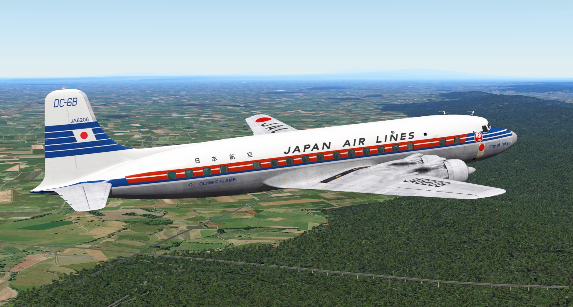 JAL 1964 Tokyo Olympics livery PMDG DC-6 - Vintage - X-Pilot