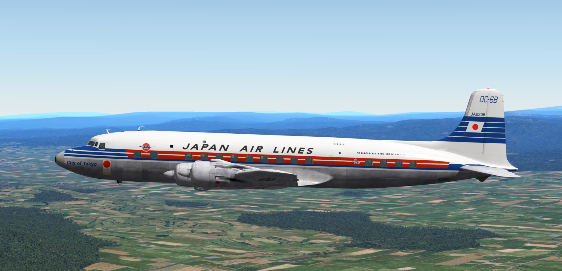 JAL 1964 Tokyo Olympics livery PMDG DC-6 - Vintage - X-Pilot